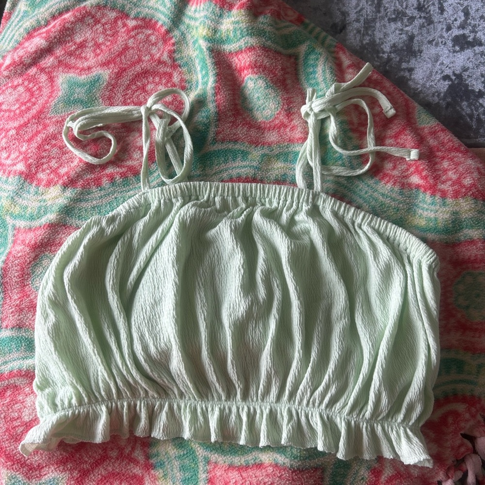 Wild Fable Light Green Ruched Tank Top